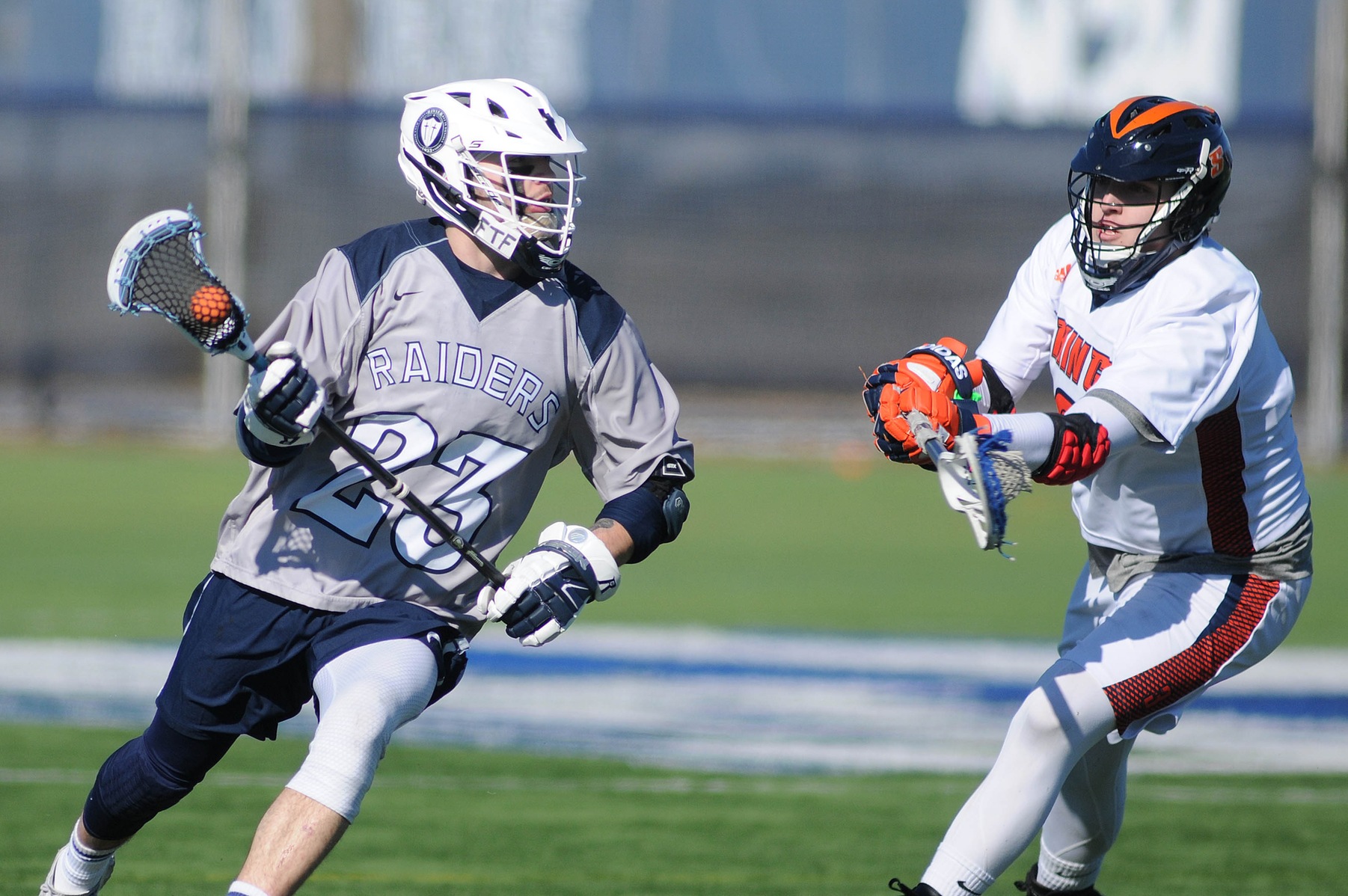 Men's Lacrosse: Raiders suffer conference loss to Lasers, 18-7.