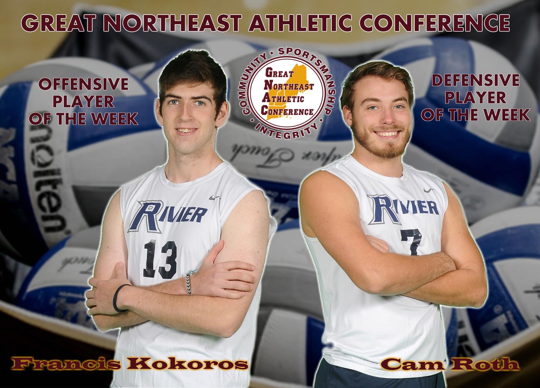 Men's Volleyball: Kokoros, Roth selected for GNAC honors.
