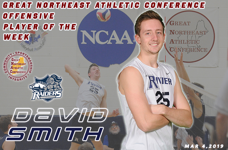 Men's Volleyball: David Smith earns second GNAC Player of the Week in a row.