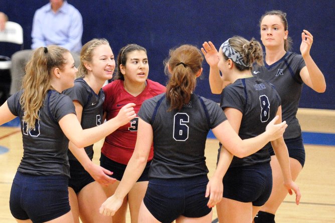 Women's Volleyball back in the GNAC Championship; down Anna Maria 3-0